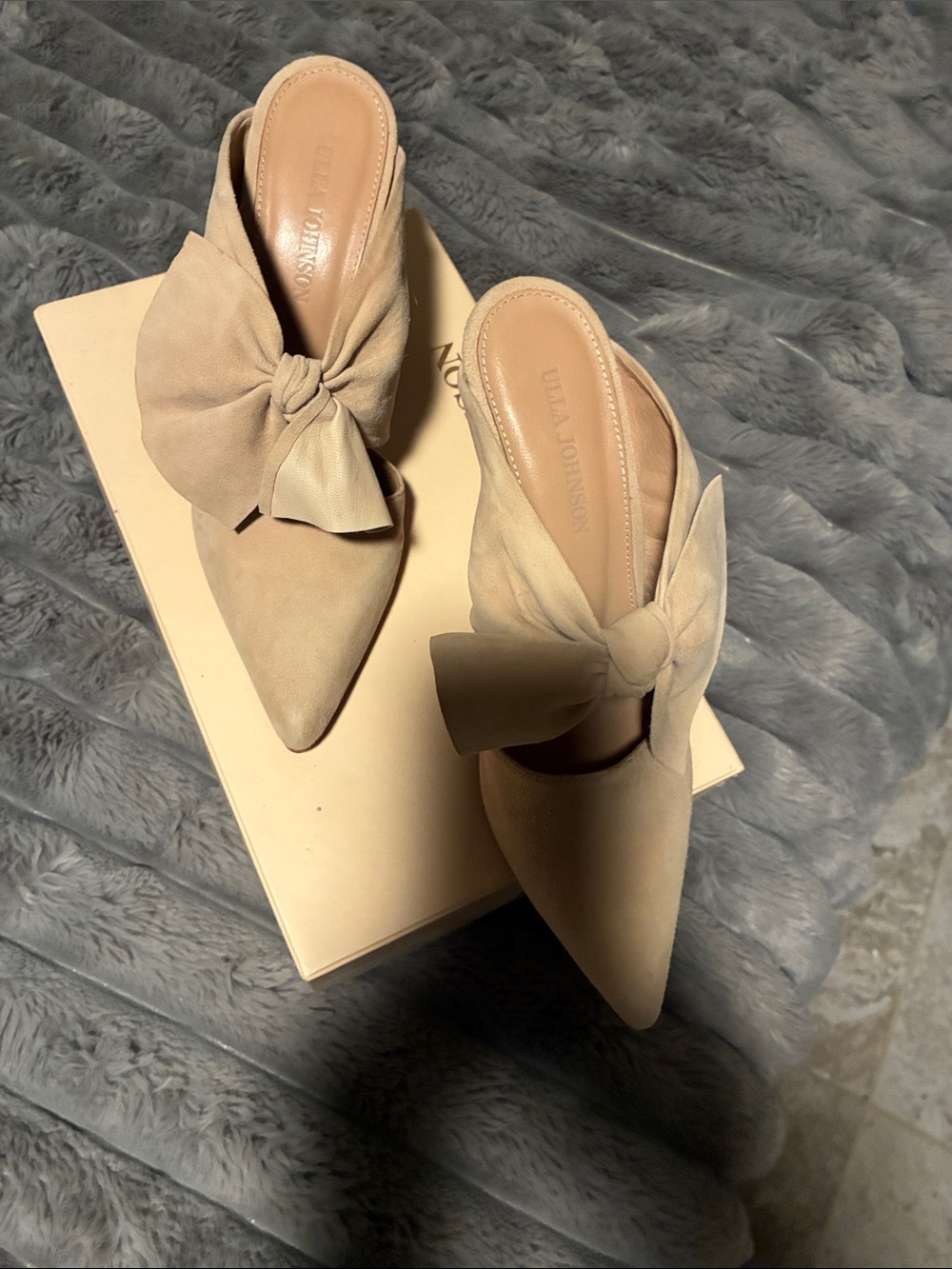 Ulla Johnson Nude Bow Pointed-Toe Mule